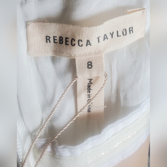 NWT Rebecca Taylor Amora Off The Shoulder Eyelet Lace Peplum Top White Size 8 - Picture 5 of 16